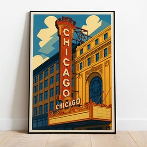 Chicago Theatre-kunstafdruk | Vintage poster | Afdrukken | Verkrijgbaar in vele maten of digitale download