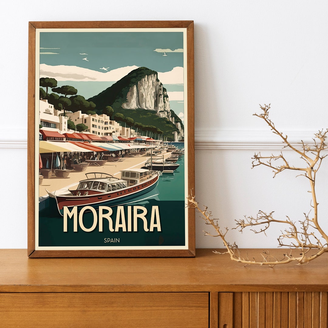 Moraira Spain Art Print Vintage Poster Print Etsy