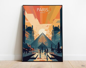 Paris - The Louvre Art Print | Modern Poster | Print | Available in many sizes or Digital Download