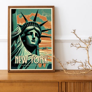 Estatua de la Libertad, Nueva York - Impresión artística / Póster vintage / Impresión / Disponible en tamaños: A5, A4, A3, Descarga digital