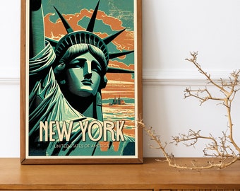 Statue of Liberty, New York City -   Art Print | Vintage Poster | Print | Available in sizes: A5, A4, A3,   Digital Download