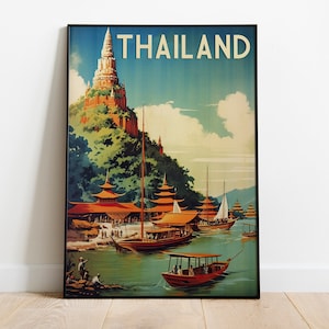 Tropical Thailand - A 1950s Style Vintage Travel Poster |  Poster | Print | Available in sizes: A5, A4, A3,   Download