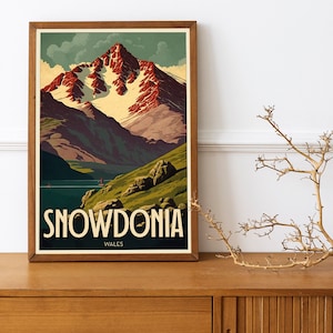 Mount Snowdon, Snowdonia -   Art Print | Vintage Poster | Print | Available in sizes: A5, A4, A3,   Digital Download