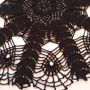Vintage Handmade Crochet Lace Tablecloth Round 18.1” Black Cotton Doily – Retro