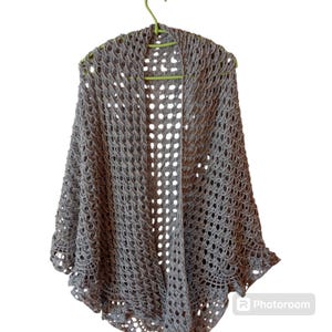Handmade Crochet Scarf Wool Blend | Gray Wrap Shawl | Warm Gift for Women