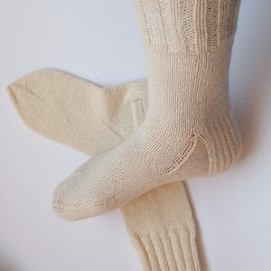 Hand-Knitted Wool Socks – Natural Cream Color – Warm Winter Socks – Multiple EU
