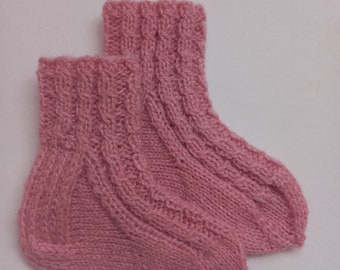 Chaussettes bébé faites main/tricotées jusqu'à un an/laine de mouton/tricot sur commande