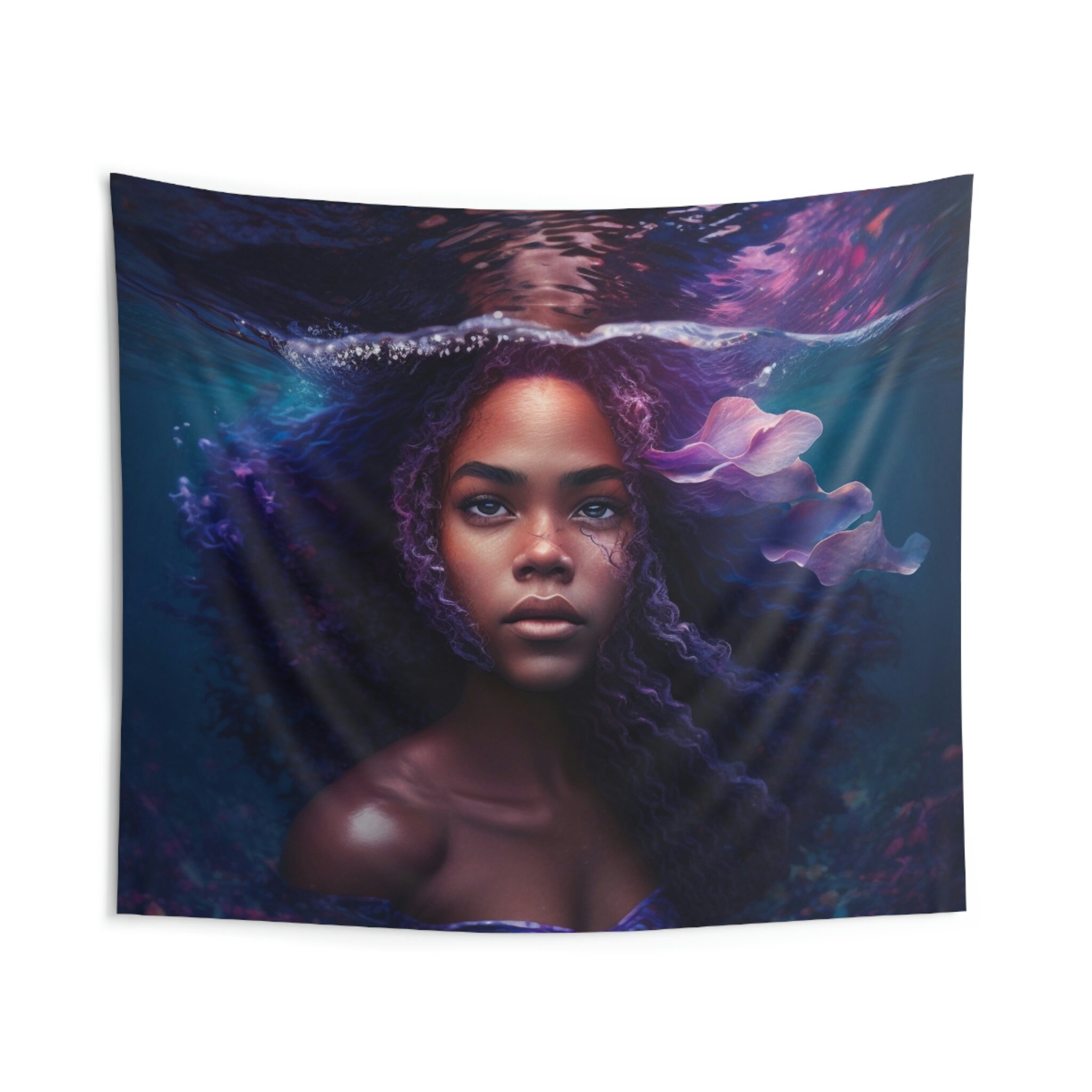 Black Mermaid Wall Art Indoor Wall Tapestries Etsy