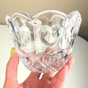 Fifth Avenue Crystal LTD 5 1/2&quot; 24% Lead Crystal Bowl &quot;Cherish&quot; with heart shaped etchings