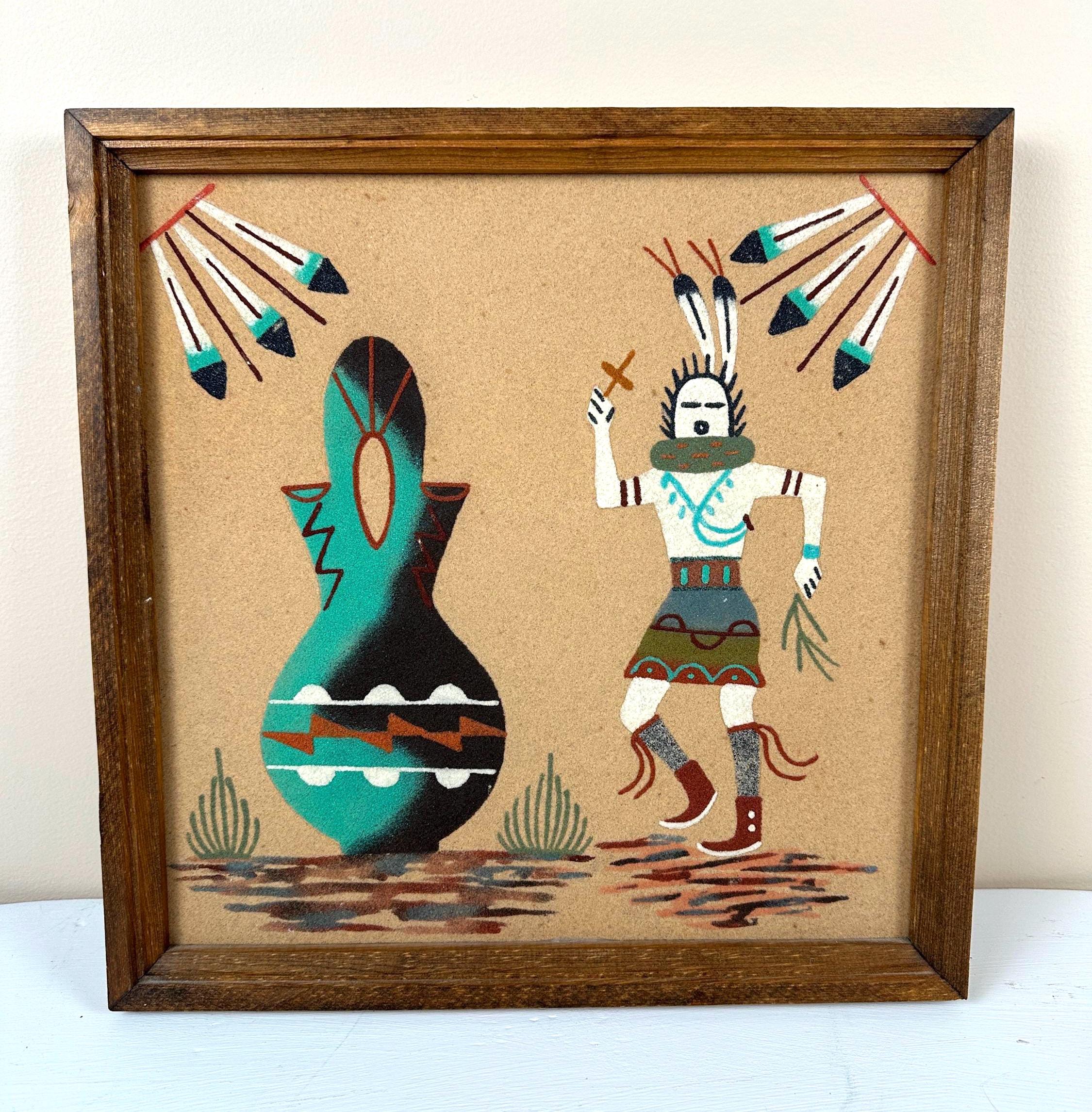 Native American Navajo Sand Painting Yei Bi Chai Dancer by Edward