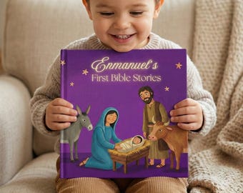 Personalized First Bible Stories Book – Custom Name Christian Baby Book – Baptism Gift – Baby Dedication Keepsake – Toddler Faith Book