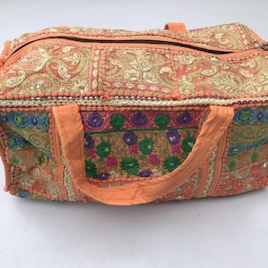 Large Colourful Thread Word Handbags Vintage Khambadiya Duffel  Bag