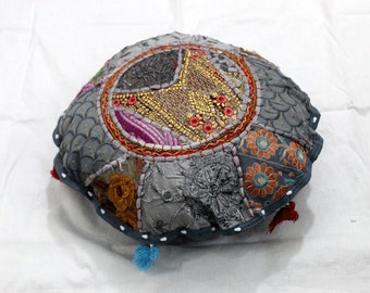 Beautiful Round floor pillow, Indian style seating, Meditation cushion, Cover only- Bohemian Floor cushion, Hippie home decor