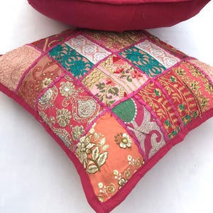 Decoratieve kussensloop, boho kussensloop, patchwork kussen, hippie boho kussen, sierkussen, Indiaas handgemaakt, patchwork kussenhoes