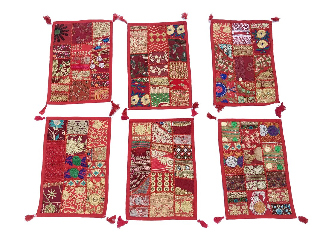 Red Patchwork Table Runner Red Indian Vintage Cotton Patchwork Table Runner, Wall Hanging ...