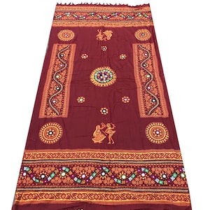 Rajasthani Kutch Patola sjaal, stola, nekdoek, Odhni, Pakistaanse sjaal met gratis verzending, katoenen Indiase etnische dupatta met spiegelborduurwerk.