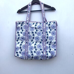 Sac à provisions matelassé imprimé floral, beau sac de marché en coton imprimé, sac Jhola, sac hippie, sac de transport réversible, sac de marché