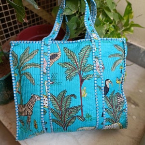 Animal Print Bag, Print Cotton Market Bag, Jhola Bag, Hippie Bag, Market Bag Reversible Carry Bag, Beach Bag, Tote Bag