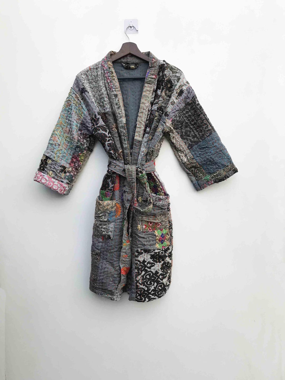 Kantha Robe Short Kantha Robe Vintage Kantha Kimono Hand Embroidery Khambadia ...