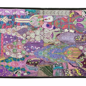 patchwork fait main, art Pichwai, tapisserie hippie, tenture murale art abstrait, objet de décoration vintage pour la maison, suspension faite main