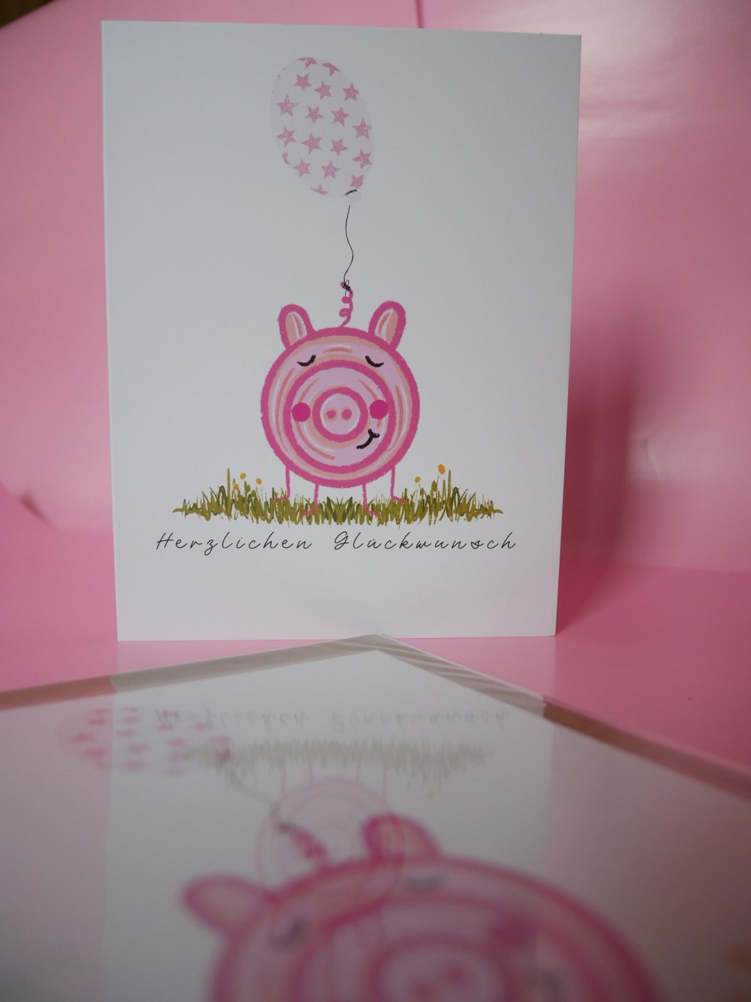 Geburtstags Karte, Geburtstag, Schweinchen, Karte zum Geburtstag, Karte