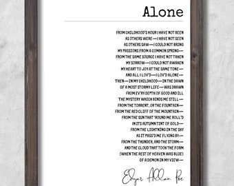 Printable Wall Art | Alone Poster | Inspirational Quotes |  Edgar Allan Poe Poem Poster |Poster | Wall Decor | Instant Download | Minimalist