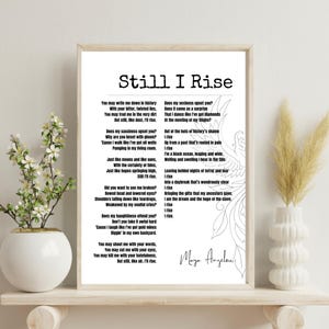 Maya Angelou, Still I Rise Quote, Book Printable Poster, Poem Wall Art, Literature Print Wall Art