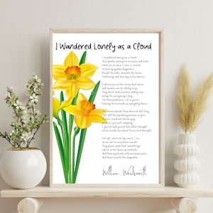 William Wordsworth, I Wandered Lonely as a Cloud Quote, Book Printable Poster, Poem Wall Art, Literature Print Wall Art