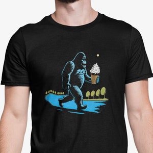 Bigfoot Eating Ice Cream T-Shirt - Funny Sasquatch Graphic Tee