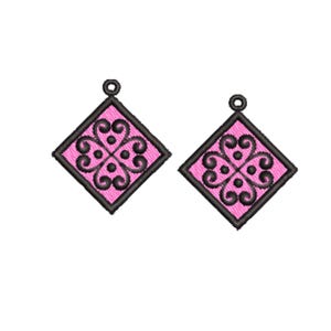 FSL Lozenge Earring Design: Geometric Lace Embroidery Pattern (Digital Download