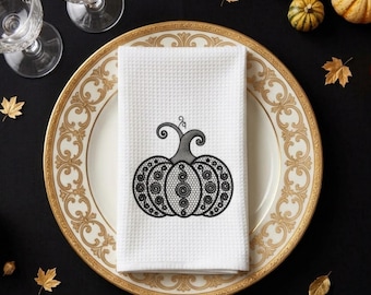 Thanksgiving Pumpkin Embroidery Design, Chain Stitch Outline Lace Fill 8 Sizes (4x4 5x7 6x12 Hoops)
