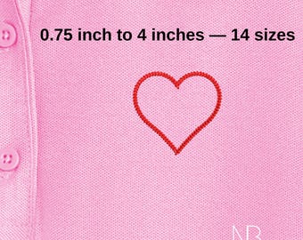 Mini Chain Stitch Heart Machine Embroidery Design, Hand stitch effect, 14 Sizes
