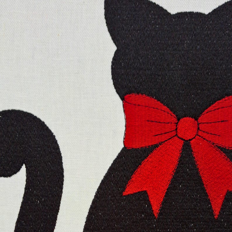 Black Cat Red Bow Machine Embroidery Design, Pets Kitten Animal Pattern ...