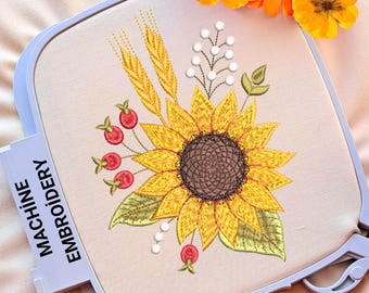 Sunflower Bouquet Machine Embroidery Design Farmhouse Floral Pattern Mini Flower Digital File