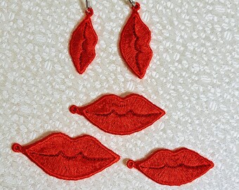 FSL Lip Earring Machine Embroidery Design: 5 Size Pattern (Digital Download)