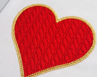 Mini Chain Stitch Edge Knitted Fill Heart Machine Embroidery Design, 14 Sizes