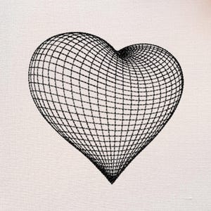 3D Line Art Herz Stickmuster, Maschinenstickerei Drahtmodell 10 size mini