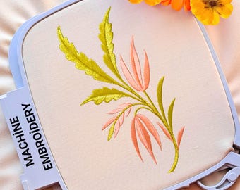 Turkish Folk Tulip Machine Embroidery Design - Vintage Ottoman Gold Work Flower Digital Pattern