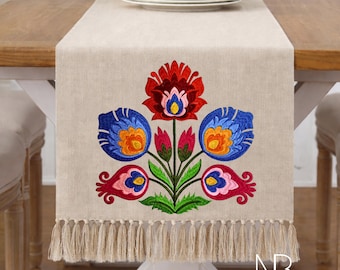 ポーランドの民族の花ハート - 機械刺繍民族デザイン、5x7インチ、6x8