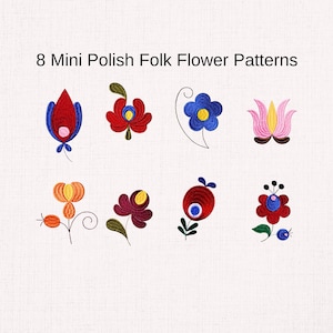 Polish Folk Set Mini Flowers Machine Embroidery Design, Blumen Stickdatei, Broderie Fleurs