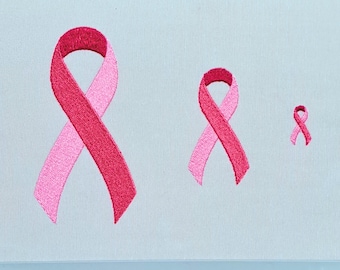Breast Cancer Awareness Mini Ribbon Embroidery design, 9 Sizes