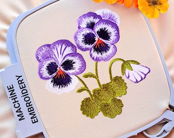 Stiefmütterchen Blumenstickerei Muster - Schmuck Eamster Blumen Maschinenstickerei Design - Lila Stiefmütterchen Mini Stickrahmen Digitale Maschinenstickerei