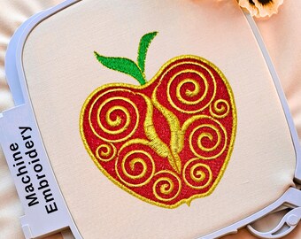 Elegant Apple Machine Embroidery Design, Personalized with Custom Name, Back to School Teacher Gift, Embroidery File, 10 Sizes