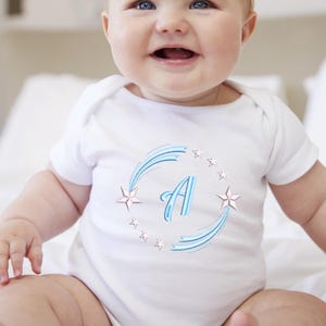 Shooting Star Monogram Frame Embroidery Design Firework Trail Wreath Pattern 10 sizes Comet