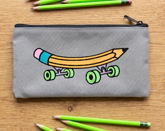 Skateboard Pencil Embroidery Design, Cool Boy Back to School Machine File, Pen Case Zipper Pouch Pattern, Backpack Pes Embroidery 4x4 hoop