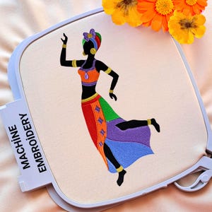 Afro Dancer Embroidery Design: Black Woman Dancing (Digital Download)