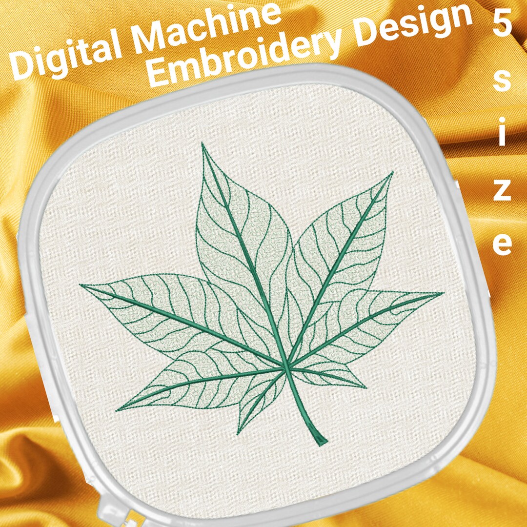 Leaf Transparent Machine Embroidery Design, Elegant Fall Easy Maple