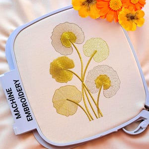 Transparent Plant Leaves Machine Embroidery Design - 10 Size Elegant Unique Modern Embroidery Pattern