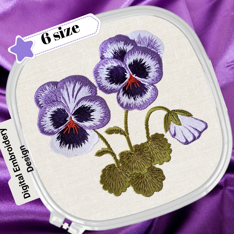 Pansies Floral Embroidery Pattern Kitafrican Violet Flowers Machine Embroidery Designpurple