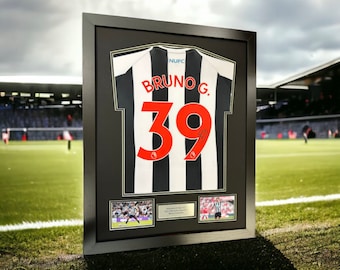 Frame for signed shirt display double mount with photo cutouts free plaque with own personalised text